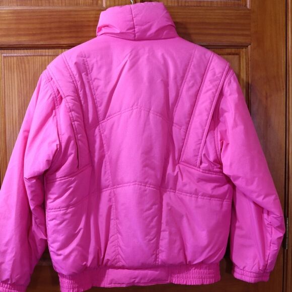 Jansport Vintage 90s Pink Ski Snow Jacket Medium Asymmetric Buttons Nostalgic - Picture 5 of 14